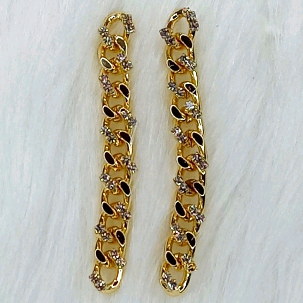 Gold & Rhinestone Chain Link Earrings